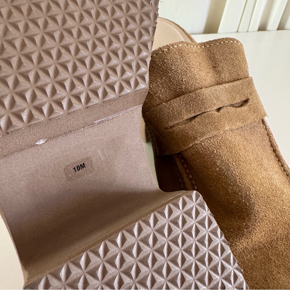 Anthropologie Matisse Kelly Tan Suede Platform Mules Loafers Size 10 - Picture 6 of 8